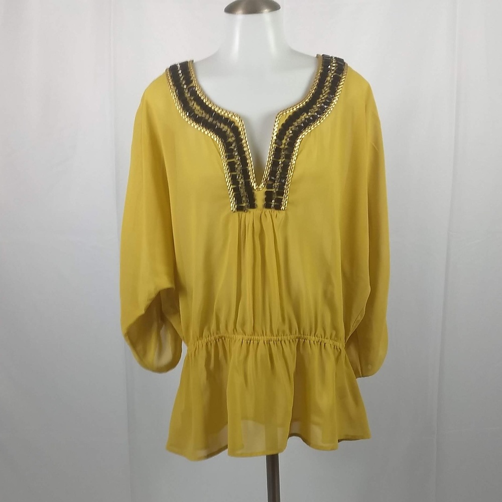 Adrienne Vittadini Size Large Sheer Blouse Top - Picture 8 of 8